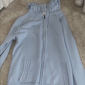blue quilted jacket